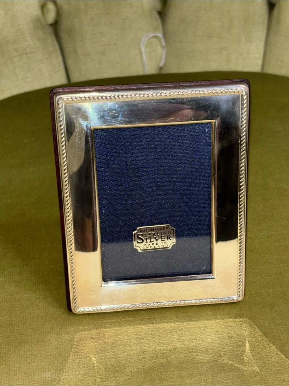 Robert Carrs Sterling Silver & Wood Rope Border Picture Frame 4.50”X 3.60” 1996